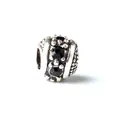 Cuenta redonda retro de plata con cristales negros y microperlas para pulseras DIY - Negro