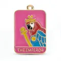 Pink tarot emperor parrot enamel charm in gold finish for DIY jewelry making - The Emperor (Pink Purple Parrot)