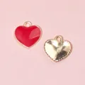 Colgante corazón de San Valentín con esmalte rojo y reverso de metal dorado - Corazón Rojo
