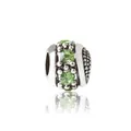 Abalorio vintage redondo con cristales verdes y detalles milgrain para pulseras - Verde