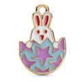 Colgante conejo de Pascua esmaltado con patrón de huevo para bisutería DIY - Colgante Conejo de Pascua en Cáscara
