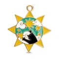 Star and sun tarot theme alloy pendant with colorful enamel for DIY jewelry making - Starry Black Claw
