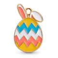 Colgante de huevo de Pascua esmaltado con orejas de conejo y patrones de ondas - Colgante Huevo Rayas Arcoíris