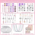 Kit per gioielli fai-da-te da 134 pezzi con perle colorate e confezione regalo - Viola+Rosa