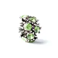 Perle charm fleur de style vintage avec cristaux bleus et motifs gravés complexes - Vert
