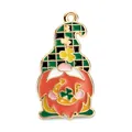 Pendentif nain Saint-Patrick avec trèfle vert et barbe orange en métal doré brillant - Gnome Oeuf Chapeau de Noël