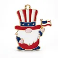 Pendentif gnome patriotique émaillé avec chapeau drapeau USA et cadre doré pour bijoux DIY - Gnome Drapeau Chapeau Drapeau USA
