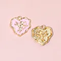 Colgantes de Cupido en forma de corazón rosa y dorado para creación de pulseras DIY - Corazón de Cupido Rosa