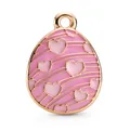 Colgante de huevo en esmalte rosa con acabado de oro rosa para joyería DIY - Colgante Huevo Corazón Rosa