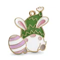 Pendentif de gnome de Pâques avec chapeau vert et œuf rose en alliage doré - Gnome Oeuf Chapeau Vert
