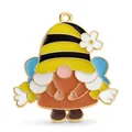 Pendentif nain en émail DIY avec chapeau à rayures de abeille et ailes bleues - Gnome Thème Abeille
