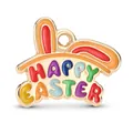 Colgante esmaltado de Felices Pascuas con orejas de conejo y diseño de colores vivos - Etiqueta Arcoíris Happy Easter