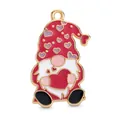 Pendentif gnome avec chapeau à cœurs rouges et finition émail pour bijoux DIY - Gnome au Chapeau Rouge avec Coeur
