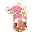 Pendentif gnome de Pâques avec chapeau rose rayé et oreilles de lapin pour bijoux DIY - Gnome Oeuf Pois Chapeau Rose