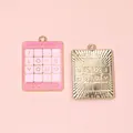 Colgante de puzzle esmaltado rosa en aleación dorada para joyería DIY de San Valentín - Placa de Rompecabezas Rosa
