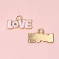 Colgante letra LOVE de aleación dorada con esmalte rosa para creación de joyas - Rosa LOVE