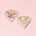 Colgantes de corazón en esmalte rosa con calado I Love You en aleación chapada en oro - LOVE Hueco Rosa
