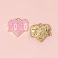 Colgantes de corazón en esmalte rosa con diseño XOXO para creación de joyas DIY - Corazón XOXO Rosa