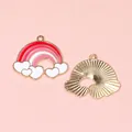 Colgante arcoíris de corazón en aleación dorada para joyería DIY y brazaletes - Arco Iris Corazón Rojo