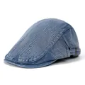 Béret vintage en denim bleu avec texture à carreaux et boucle de réglage en métal - Réglable / Texture Denim Bleu