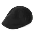 Detailed view of black suede beret with premium stitching and retro textured finish - Adjustable / Black