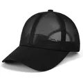 Men's summer black mesh baseball cap with breathable cooling fabric and fashion emblem - Adjustable / Black