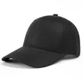 Dettaglio del cappello da baseball nero in lino con trama a spina di pesce traspirante - Regolabile / Nero