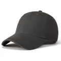 Detailed side view of charcoal grey cotton baseball cap with twill texture and stitching - Adjustable / Gray