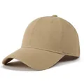 Detailed close-up of khaki cotton baseball cap with twill texture and breathable eyelets - Adjustable / Khaki