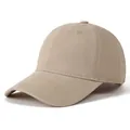 Detail of khaki cotton twill baseball cap showing six-panel stitch and breathable eyelets - Adjustable / Beige