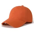 Detail of premium orange cotton twill baseball cap with reinforced stitching and eyelets - Adjustable / Orange