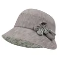 Detail of grey sun hat with floral lining and bow decoration for women - M (56-58cm) / Gray