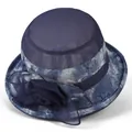Detailed close-up of dark blue organza sun hat with elegant floral embroidery - M(56-58cm) / Navy Blue