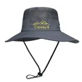 Sombrero de sol transpirable para hombre gris oscuro con bordado de montaña y cordón ajustable - M (56-58cm) / Gris oscuro