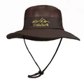 Detalle de sombrero de sol para exterior con malla transpirable y cordón ajustable - M (56-58cm) / Café