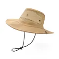 Close-up of khaki mesh sun hat showing breathable fabric and adjustable chin strap - M (56-58cm) / Khaki