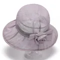 Elegante lavendel zonnehoed voor dames met bloemen en ademende lichte stofstructuur - M (56-58cm) / Lichtpaars