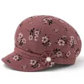 Bloemen pet voor oudere dames met decoratieve stoffen bloem en parel detail katoen - M(56-58cm) / Oudroze
