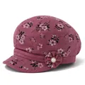 Florale baret voor dames met roze bloem en parel voor lente en herfst seizoenen - M(56-58cm) / Baksteenrood
