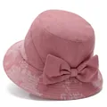 Roze zonnehoed voor dames met strik en bloemenpatroon voor oudere vrouwen - M(56-58cm) / Roze