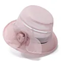 Rosa faltbarer Sonnenhut mit Blumendekor und Mesh-Design für elegante Damen im Sommer - M (56-58cm) / Rosa