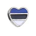 Estonian flag heart charm in blue black and white enamel for beaded bracelets - 1 Piece / Estonia Style