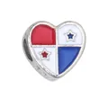 Panama flag heart charm bead with red and blue stars for DIY bracelets - 1 Piece / Panama Style