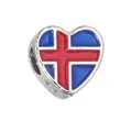 Heart-shaped Iceland flag bead charm with colorful enamel finish for DIY bracelets - 1 Piece / Iceland Style