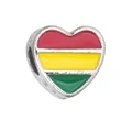 Heart-shaped flag charm bead with red, yellow and green enamel for DIY bracelets - 1 Piece / Bolivia Style