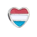 Luxembourg flag heart charm bead with red, white and blue enamel for DIY bracelets - 1 Piece / Luxembourg Style