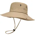 Chapeau de soleil kaki à bord large avec œillets d'aération et mentonnière réglable - Khaki à Quatre Trous