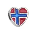 Silver heart pendant charm featuring the Norwegian flag for DIY bracelet jewelry - 1 Piece / Norway Style