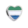 Silver heart charm bead featuring the Sierra Leone flag in enamel for DIY bracelets - 1 Piece / Sierra Leone Style