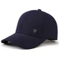 Classic dark blue baseball cap for elderly men with metal badge and fashion embroidery - Navy Blue